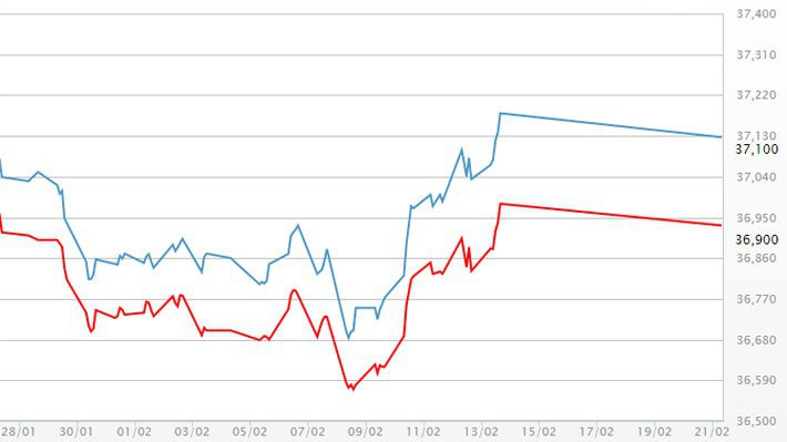 Diễn biến giá vàng SJC tại DOJI - Nguồn: DOJI.