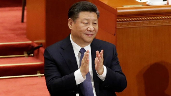 Ông Tập Cận Bình tại cuộc bỏ phiếu thông qua Hiến pháp sửa đổi của Trung Quốc ở Đại lễ đường Nhân dân, Bắc Kinh, ngày 11/3 - Ảnh: Reuters.