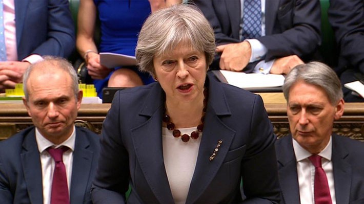 Thủ tướng Anh Theresa May phát biểu trước Quốc hội nước này ngày 14/3 - Ảnh: Reuters.
