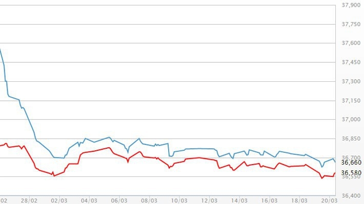 Diễn biến giá vàng SJC tại DOJI - Nguồn: DOJI.