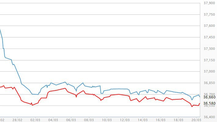 Diễn biến giá vàng SJC tại DOJI - Nguồn: DOJI.