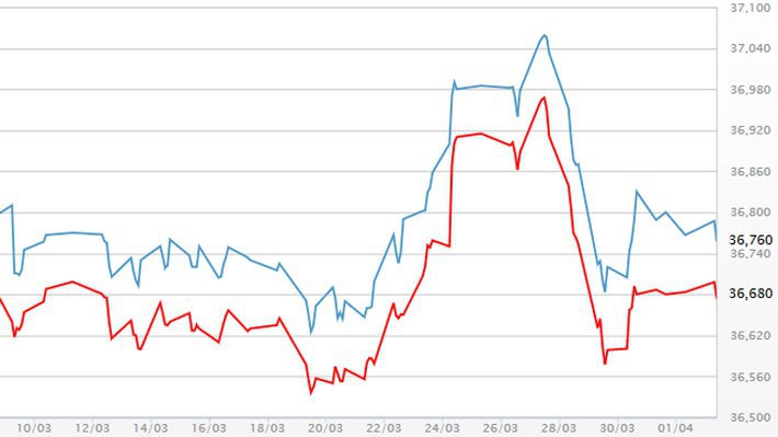 Diễn biến giá vàng SJC tại DOJI - Nguồn: DOJI.