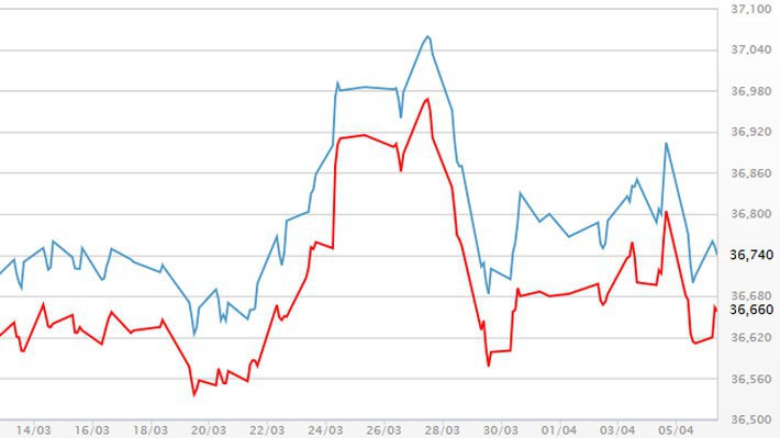 Diễn biến giá vàng SJC tại DOJI - Nguồn: DOJI.