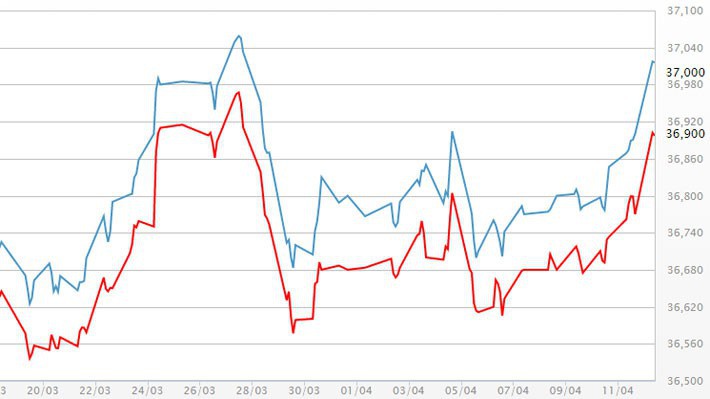 Diễn biến giá vàng SJC tại DOJI - Nguồn: DOJI.