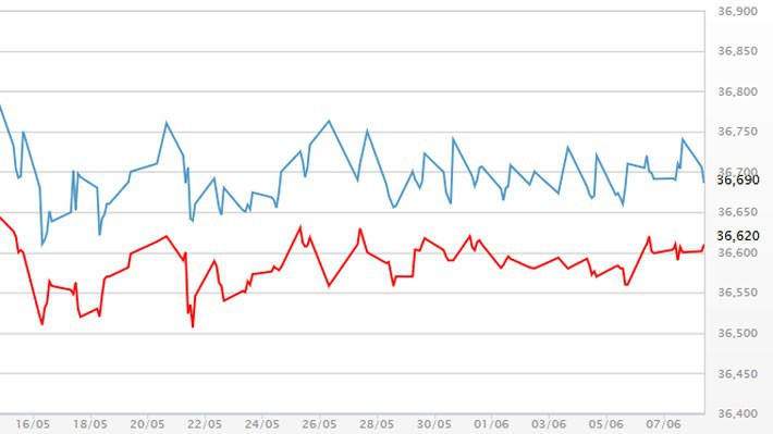 Diễn biến giá vàng SJC tại DOJI - Nguồn: DOJI.