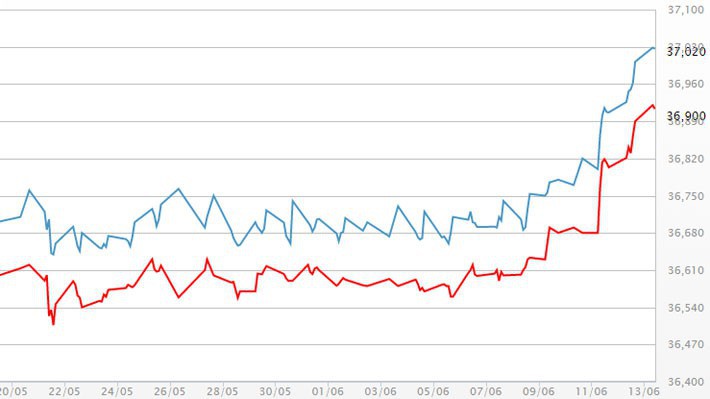 Diễn biến giá vàng SJC tại DOJI - Nguồn: DOJI.