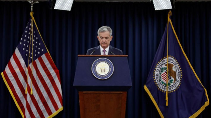 Chủ tịch FED Jerome Powell trong cuộc họp báo ngày 13/6 - Ảnh: Reuters.