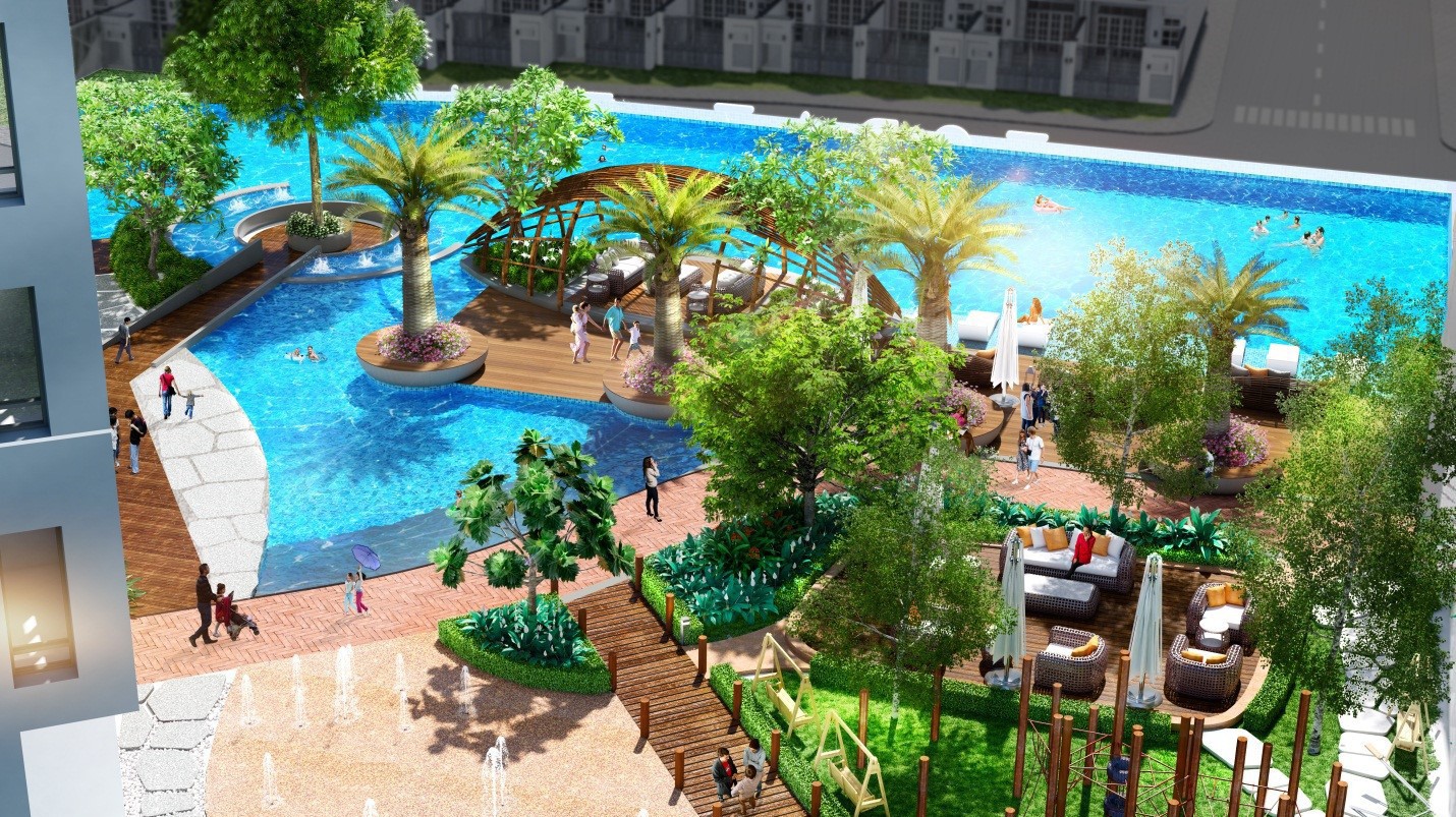Hồ bơi tràn mang phong cách Resort.