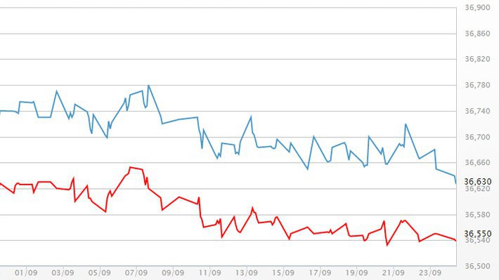 Diễn biến giá vàng SJC tại DOJI - Nguồn: DOJI.