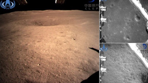 Những hình ảnh từ vùng khuất của Mặt Trăng được tàu thăm dò Hằng Nga 4 gửi về Trái Đất ngày 3/1 - Ảnh: Tân Hoa Xã.