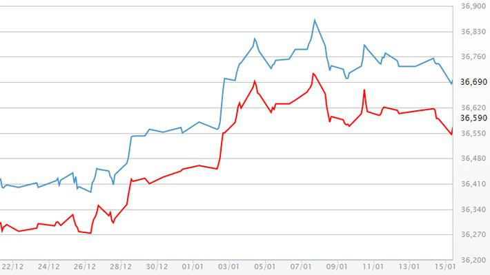 Diễn biến giá vàng SJC tại DOJI - Nguồn: DOJI.