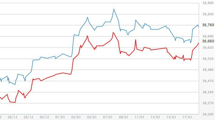 Diễn biến giá vàng SJC tại DOJI - Nguồn: DOJI.