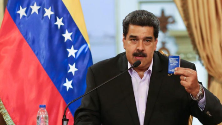 Tổng thống Nicolas Maduro của Venezuela phát biểu trên truyền hình nước này ngày 28/1 - Ảnh: Reuters.