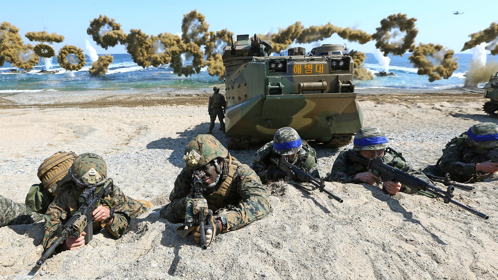 Binh sỹ Mỹ và Hàn Quốc trong một cuộc tập trận chung - Ảnh: Yonhap/AP.