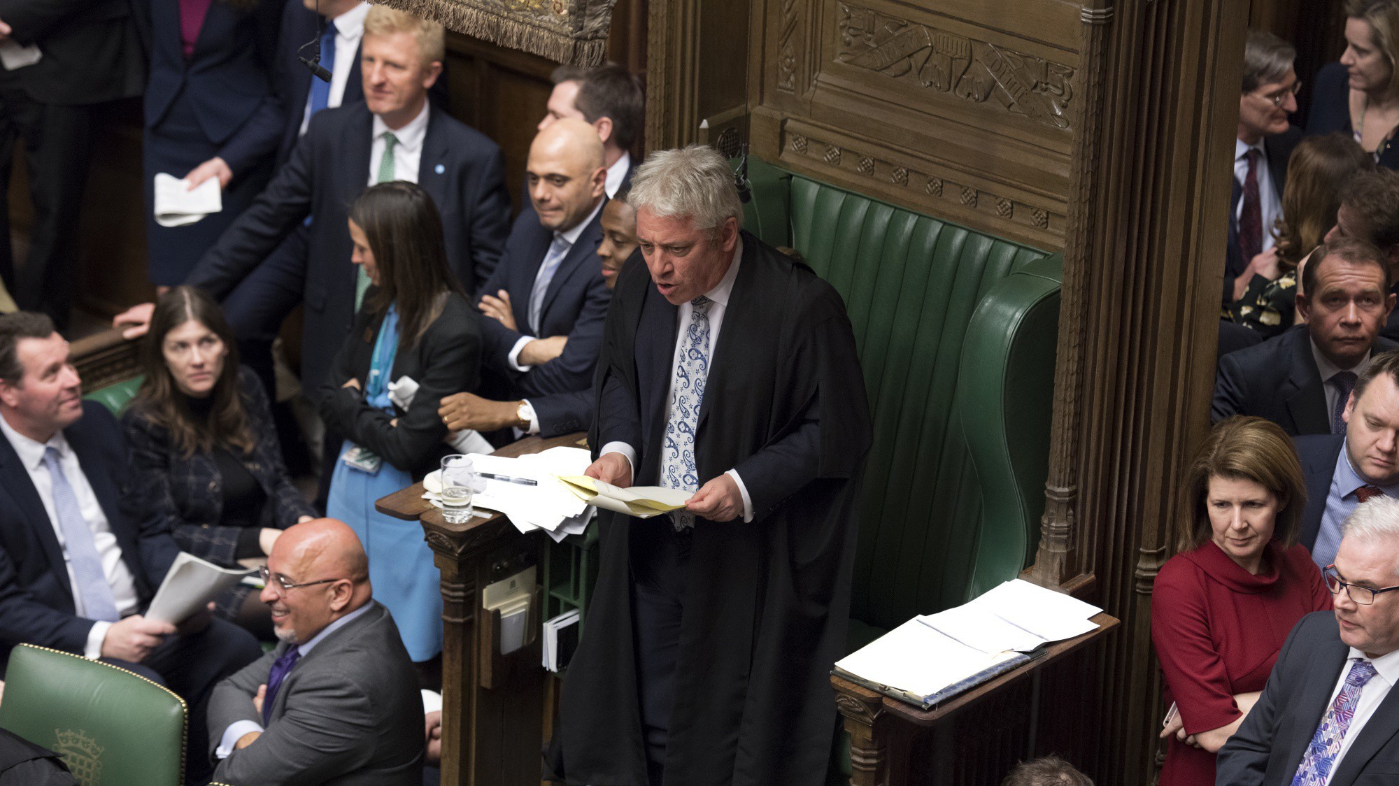 Chủ tịch Hạ viện Anh John Bercow tại một cuộc họp ngày 18/3 - Ảnh: Quốc hội Anh/Bloomberg.