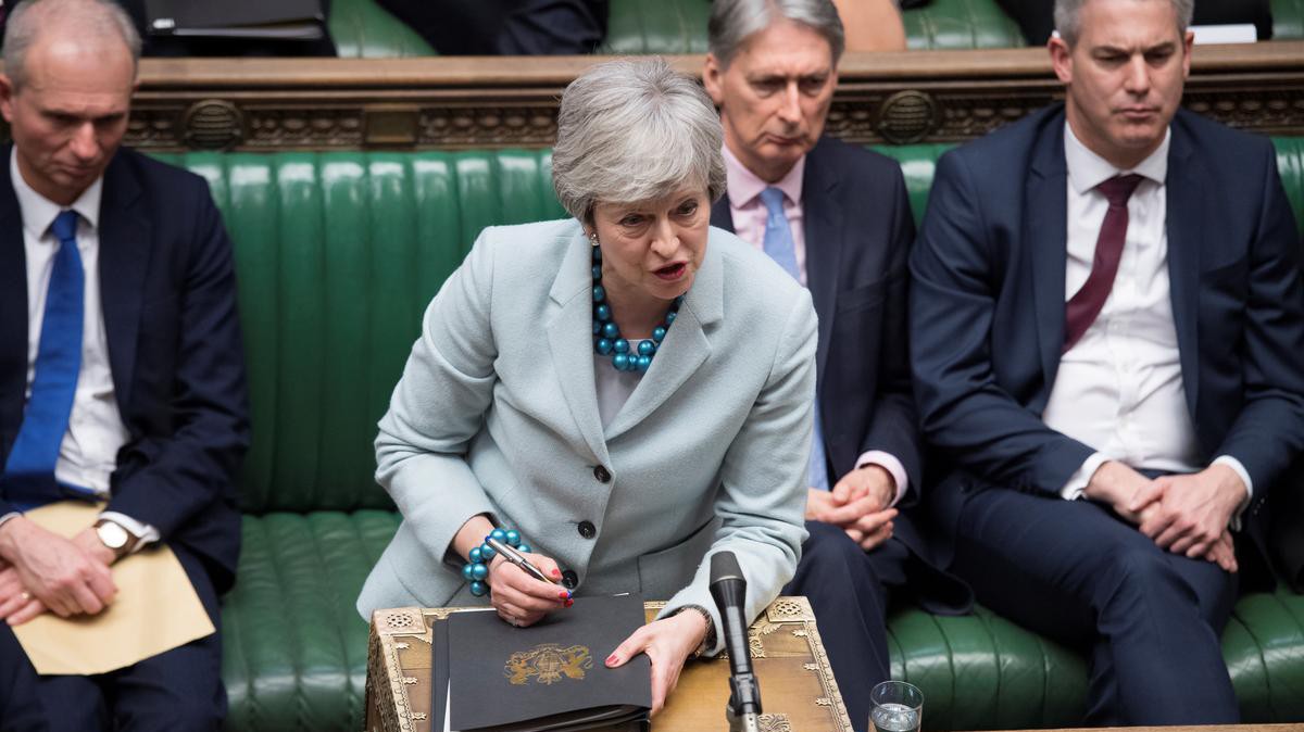 Thủ tướng Anh Theresa May tại Quốc hội hôm 25/3 - Ảnh: Reuters.