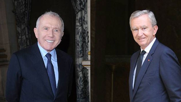 Hai tỷ phú Pháp Francois-Henri Pinault (trái) và Bernard Arnault.