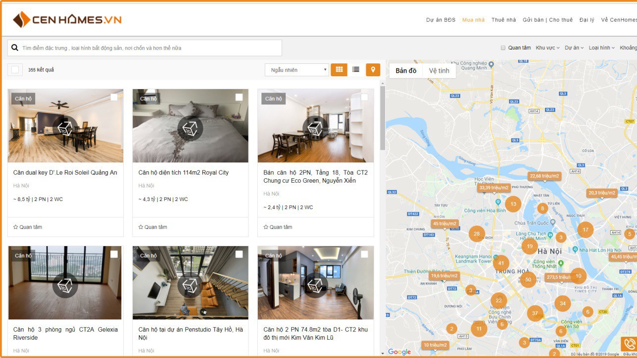 Khách hàng sẽ được trải nghiệm việc áp dụng thực tế ảo (VR) khi mua - bán bất động sản qua cenhomes.vn.