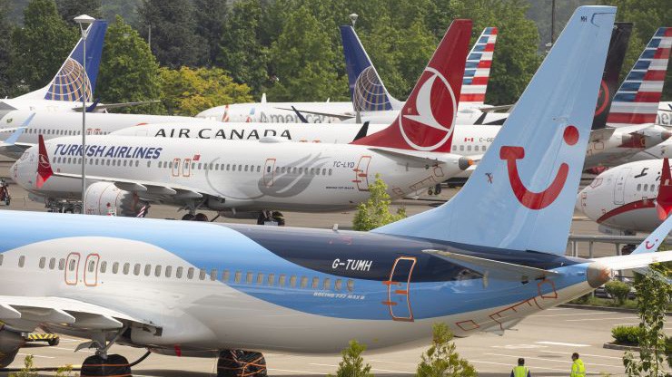 Máy bay Boeing 737 Max bị đình bay được cất ở bãi đỗ Boeing Field, Seatle, Mỹ tháng 5/2019 - Ảnh: Getty/CNBC.