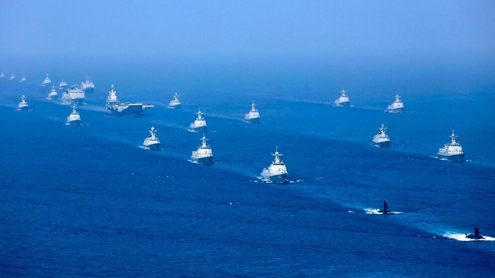 Tàu Trung Quốc diễn tập trên Biển Đông. Ảnh do thông tấn Trung Quốc Tân Hoa Xã công bố tháng 4/2018 - Nguồn: Navy Times.