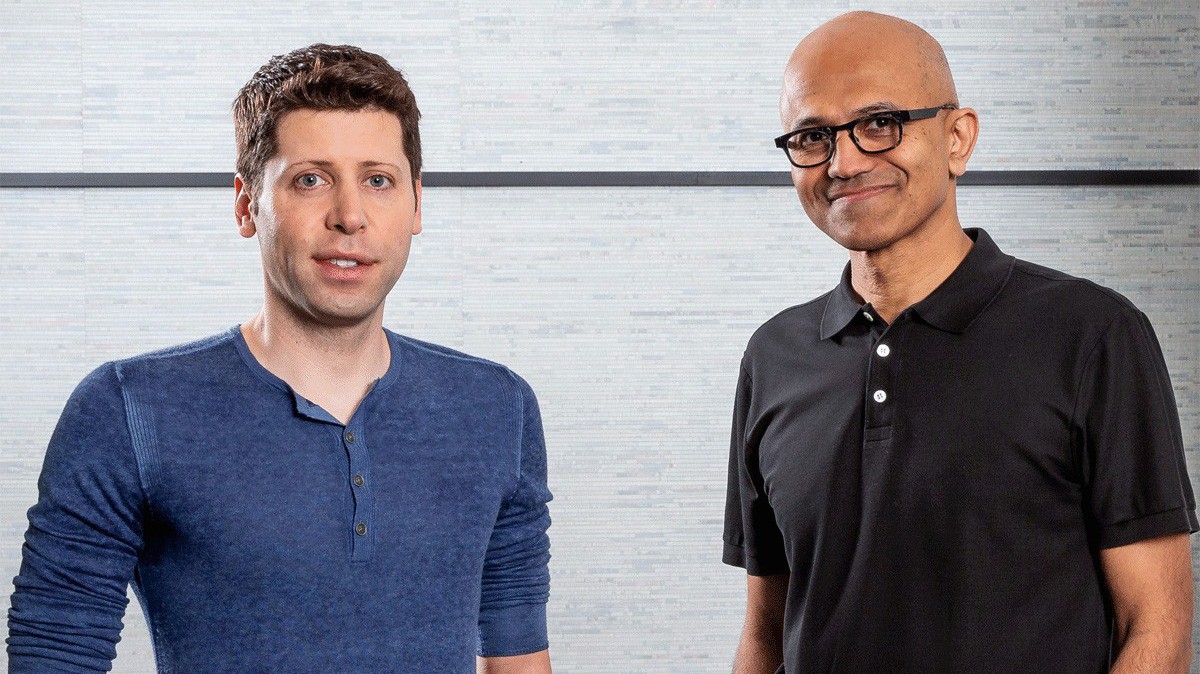 CEO Sam Altman của OpenAI (trái) và CEO Satya Nadella của Microsoft - Ảnh: Reuters.