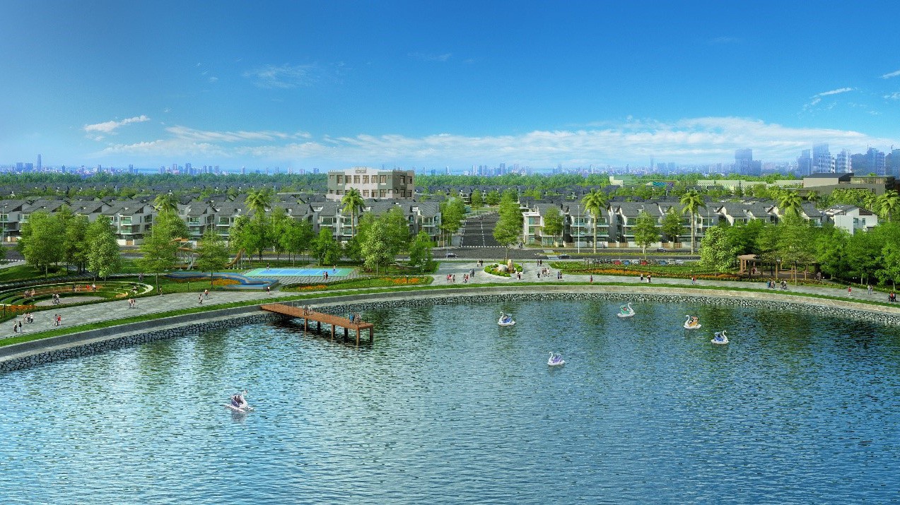 Dự án An Vượng Villa nằm ngay cạnh hồ Bách Hợp Thủy rộng 6ha.