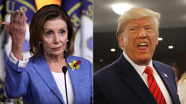 Chủ tịch Hạ viện Mỹ Nancy Pelosi (trái) và Tổng thống Mỹ Donald Trump.