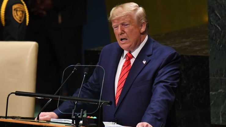 Tổng thống Mỹ Donald Trump phát biểu tại Đại hội đồng Liên hiệp quốc ngày 24/9 - Ảnh: Getty/CNBC.