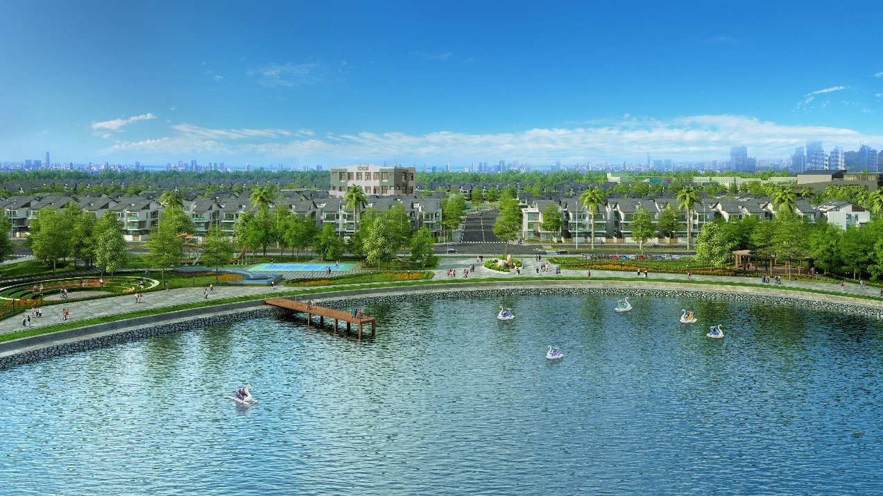An Vượng Villa nằm ngay cạnh Hồ Bác Hợp Thủy rộng 6ha.