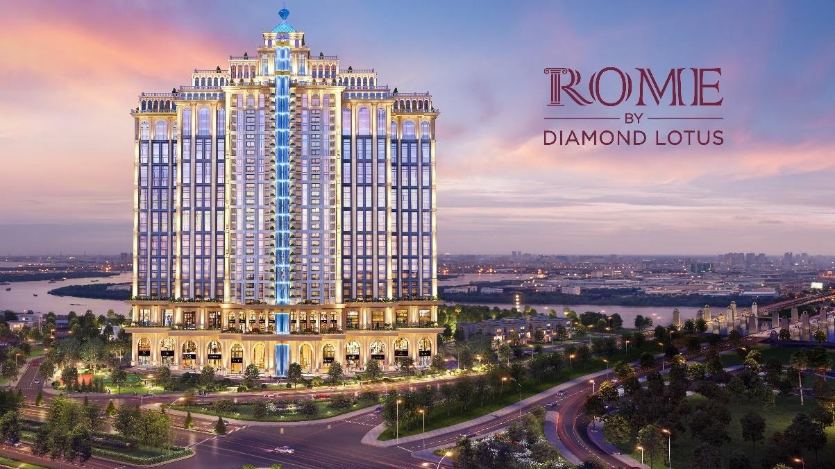
Rome by Diamond Lotus tọa lạc tại trung tâm của Thủ Thiêm, 2 mặt tiền đại lộ Mai Chí Thọ - Đồng Văn Cống, đối diện trạm depot Metro số 2.