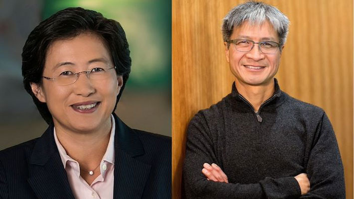 CEO Lisa Su của AMD (trái) va CEO Victor Peng của Xilinx.