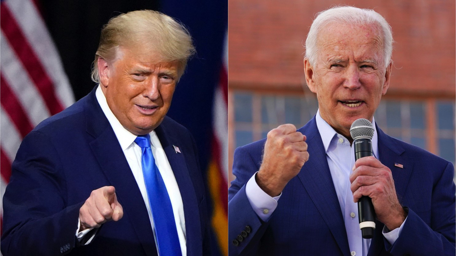 Hai ứng viên tổng thống Mỹ 2020: ông Donald Trump (trái) và ông Joe Biden - Ảnh: LA Times.