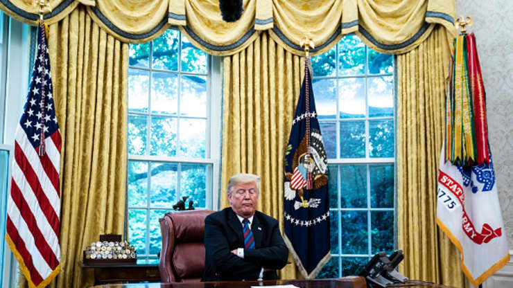 Tổng thống Mỹ Donald Trump trong Phòng Bầu dục tại Nhà Trắng, ngày 27/8/2018 - Ảnh: Getty/CNBC.