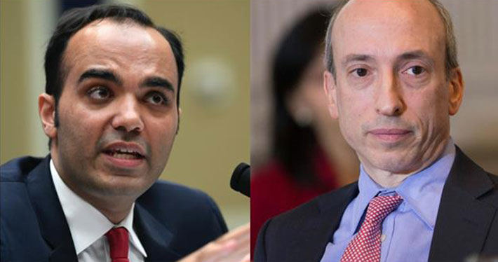 Ông Rohit Chopra (trái) và ông Gary Gensler (phải).