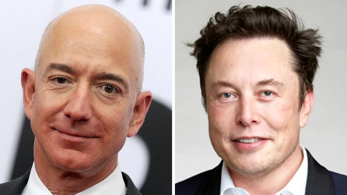 Hai tỷ phú giàu nhất thế giới: Jeff Bezos (trái) và Elon Musk.
