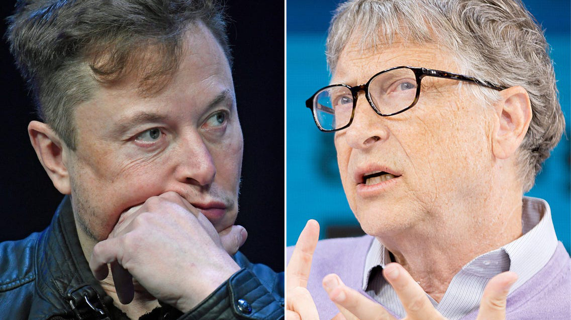 Tỷ phú Elon Musk (trái) và tỷ phú Bill Gates.