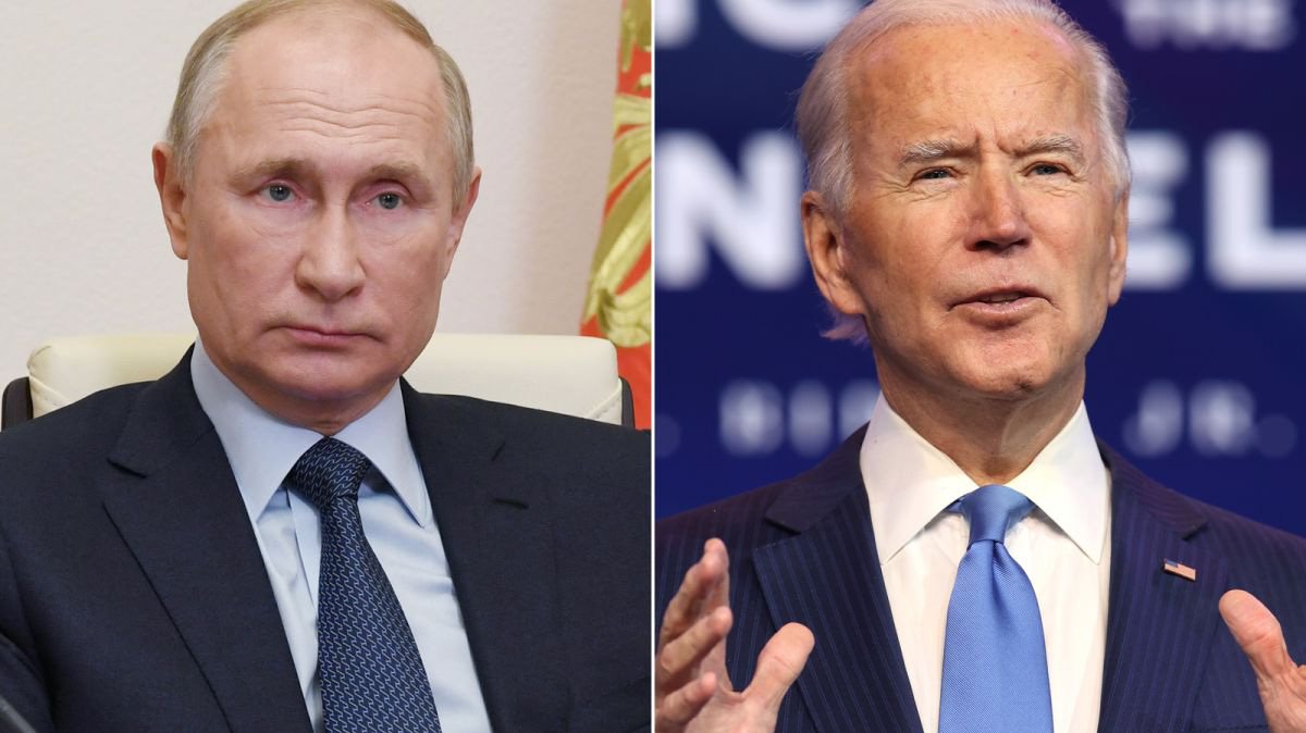 Tổng thống Nga Vladimir Putin (trái) và Tổng thống Mỹ Joe Biden.