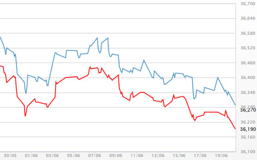 Diễn biến giá vàng SJC tại DOJI - Nguồn: DOJI.<br>