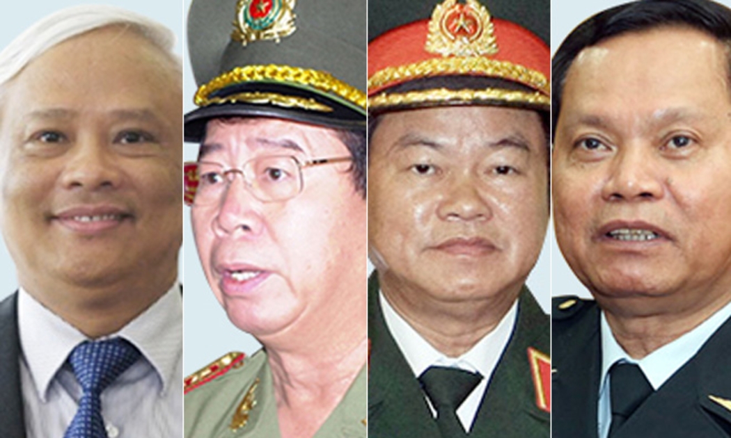Từ trái sang: ông Uông Chu Lưu, ông Bùi Văn Nam, ông Đỗ Bá Tỵ và ông Huỳnh Phong Tranh.