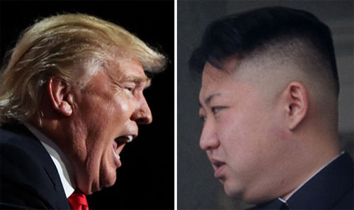 Tổng thống Mỹ Donald Trump (trái) và nhà lãnh đạo Triều Tiên Kim Jong Un.<br>