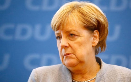 Thủ tướng Đức Angela Merkel tại cuộc họp báo của đảng CDU tại Berlin, Đức, ngày 25/9 - Ảnh: Reuters.<br>