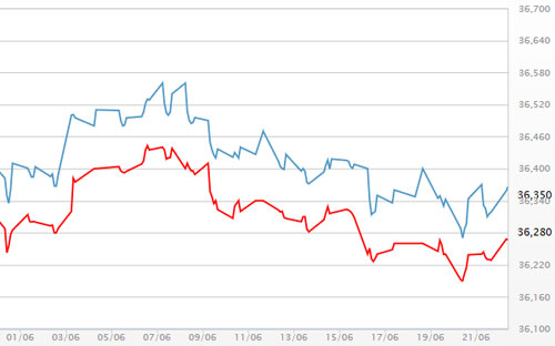 Diễn biến giá vàng SJC tại DOJI - Nguồn: DOJI.<br>