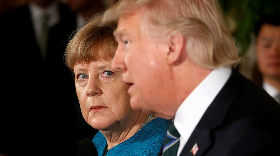 Thủ tướng Đức Angela Merkel và Tổng thống Mỹ Donald Trump trong cuộc gặp ở Washington hồi tháng 3/2017 - Ảnh: Reuters/RT.<br>