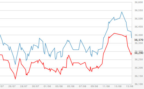 Diễn biến giá vàng SJC tại DOJI - Nguồn: DOJI.<br>