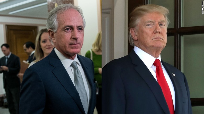 Tổng thống Mỹ Donald Trump (phải) và thượng nghị sỹ Bob Corker - Ảnh: Getty/CNN.<br>
