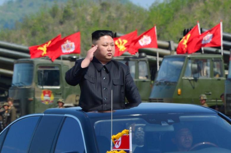 Nhà lãnh đạo Triều Tiên Kim Jong Un trong lễ kỷ niệm thành lập quân đội Triều Tiên hôm 25/4 -&nbsp; Ảnh: Reuters.<br>