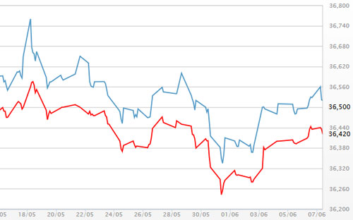 Diễn biến giá vàng SJC tại DOJI - Nguồn: DOJI.