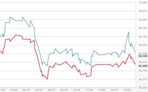 Diễn biến giá vàng SJC tại DOJI - Nguồn: DOJI.<br>