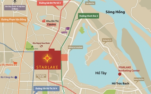 Starlake có khoảng 26 ha dành cho không gian xanh bao gồm cây xanh, công viên, đường dạo, trục không gian đi bộ, quảng trường.
