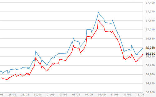 Diễn biến giá vàng SJC tại DOJI - Nguồn: DOJI.<br>